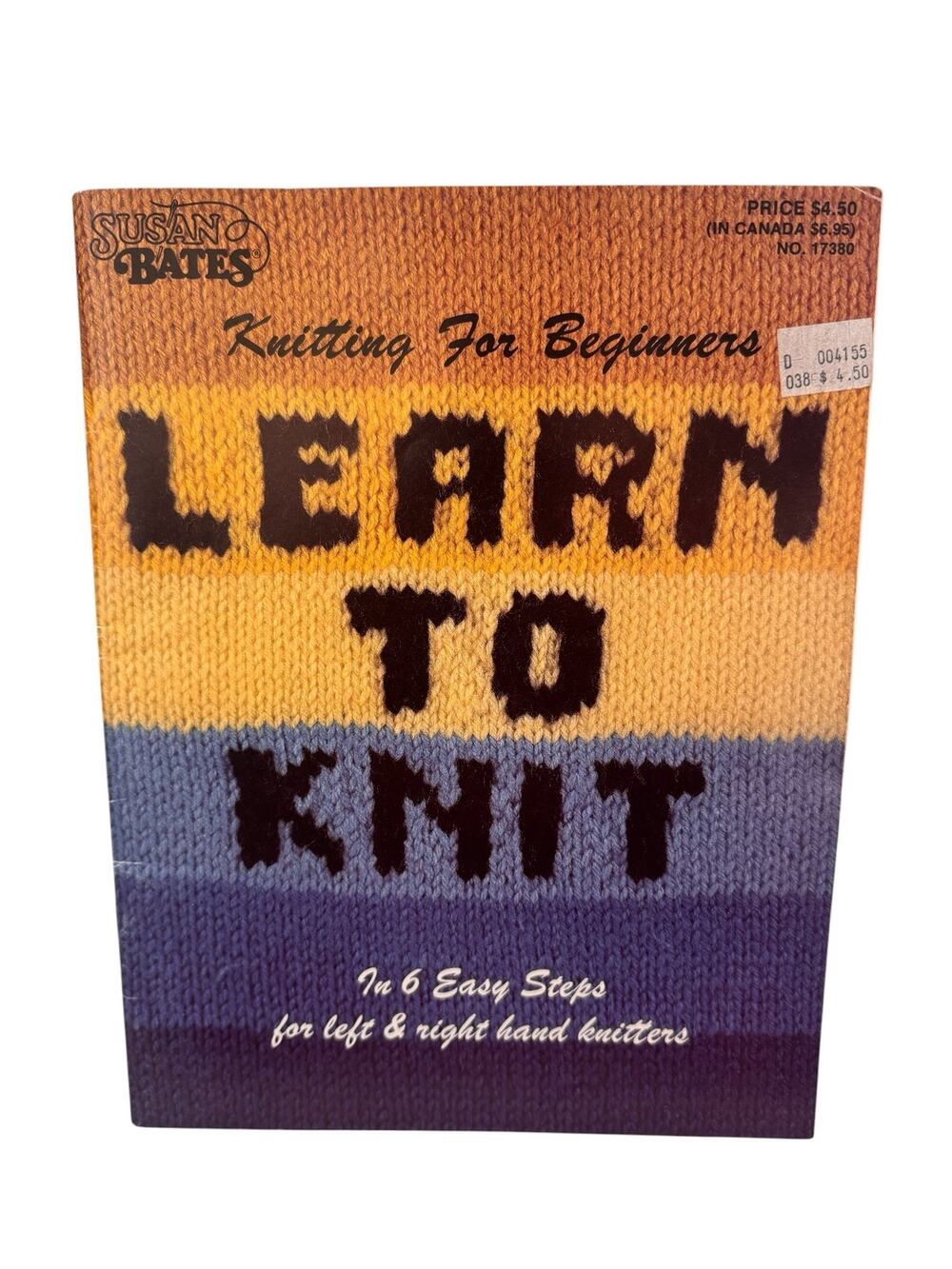 Vintage BATES Learn to Knit Knitting for Beginners 1986 15 designs Booklet 17380